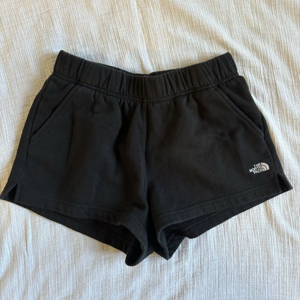 The North Face Womens Half Dome Fleece Shorts Size Small Black Soft Cotton 1764